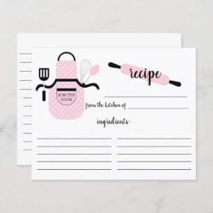 Retro Blush Apron Kitchen Tools Recipcard