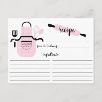 Retro Blush Apron Kitchen Tools Recipcard