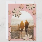 Retro Blush Daisy Foto Trouw Uitnodiging (Achterkant)