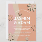 Retro Blush Daisy Foto Trouw Uitnodiging (Voorkant)