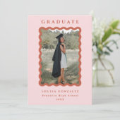 Retro Blush en Terracotta Waves Afstuderen foto Aankondiging (Staand voorkant)