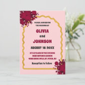 Retro Blush Floral Gold Arch Lijst Kaart (Staand voorkant)