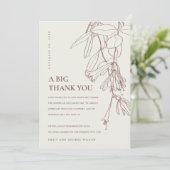 RETRO BLUSH OFF WHITE LINE DRAWING FLORAL WEDDING BEDANKKAART (Staand voorkant)