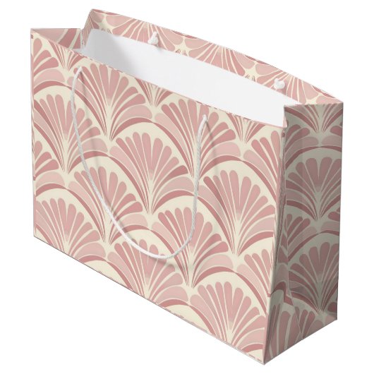 Retro blush pink art deco fans pattern groot cadeauzakje (Achterkant Gekanteld)