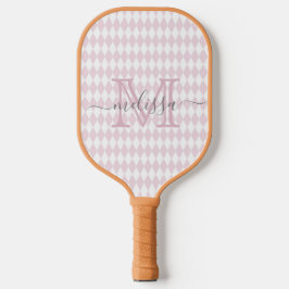 Retro Blush Pink Diamond Shape Patroon Pickleball Paddle