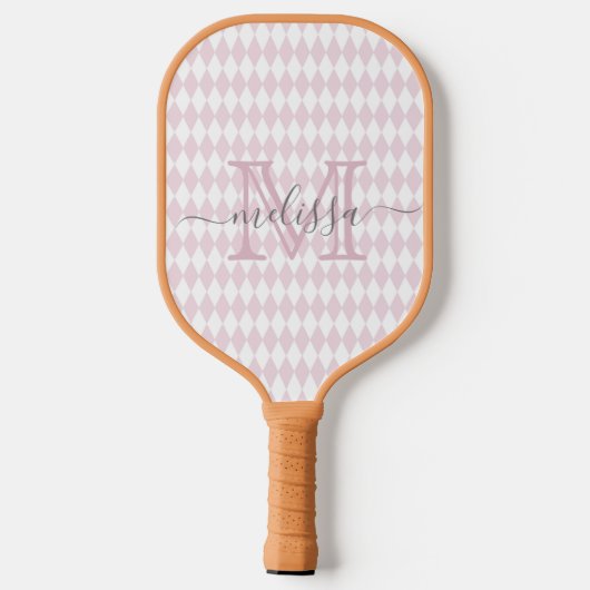 Retro Blush Pink Diamond Shape Patroon Pickleball Paddle (Achterkant)
