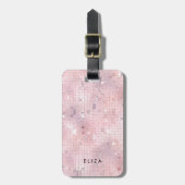 Retro Blush Pink Disco Mirror | Monogram Bagagelabel (Voorkant verticaal)