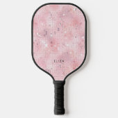 Retro Blush Pink Disco Mirror | Monogram Pickleball Paddle (Voorkant)