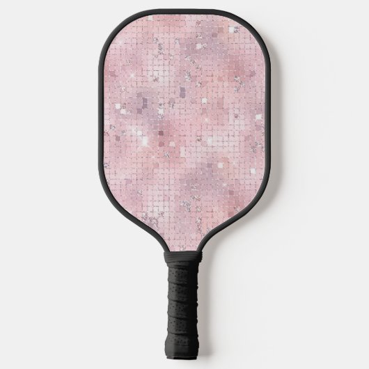 Retro Blush Pink Disco Mirror | Monogram Pickleball Paddle (Achterkant)