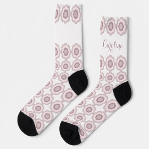Retro Blush Pink Flower Aangepaste naam Sokken