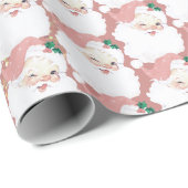 Retro Blush Pink kerstmis Cadeaupapier (Rol Hoek)