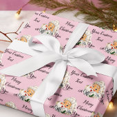 Retro  Blush Pink Santa Claus Kerstmis Cadeaupapier