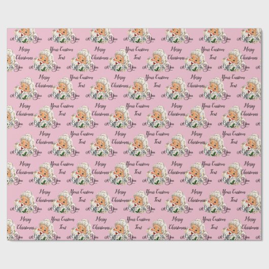 Retro  Blush Pink Santa Claus Kerstmis Cadeaupapier (Vlak)