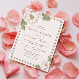 Retro Blush Pink Wedding Peony Roos Floral Kaart