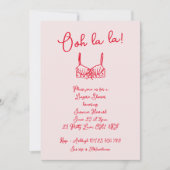 Retro Blush & Red Hand Drawn BH Lingerie Douche Kaart (Voorkant)