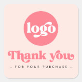 Retro blush roze add logo business dank u vierkante sticker (Voorkant)