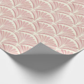 Retro blush roze art deco fans patroon cadeaupapier (Hoek)