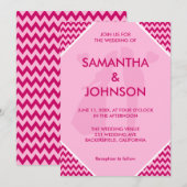 Retro Blush Roze Chevron Streep Bruiloft Kaart (Voorkant / Achterkant)