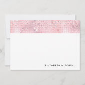 Retro Blush Roze Disco Ball Spiegel | Monogram Notitiekaartje (Voorkant)
