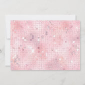 Retro Blush Roze Disco Ball Spiegel | Monogram Notitiekaartje (Achterkant)