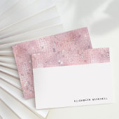 Retro Blush Roze Disco Ball Spiegel | Monogram Notitiekaartje