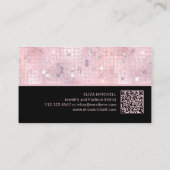 Retro Blush Roze Disco Ball Spiegel | QR-code Visitekaartje (Achterkant)