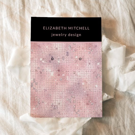 Retro Blush Roze Disco Glam | Oorbel Display Kaart Visitekaartje