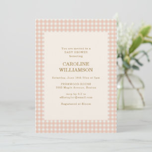 Retro Blush Roze Gingham Mooie Baby Meisje Shower Kaart