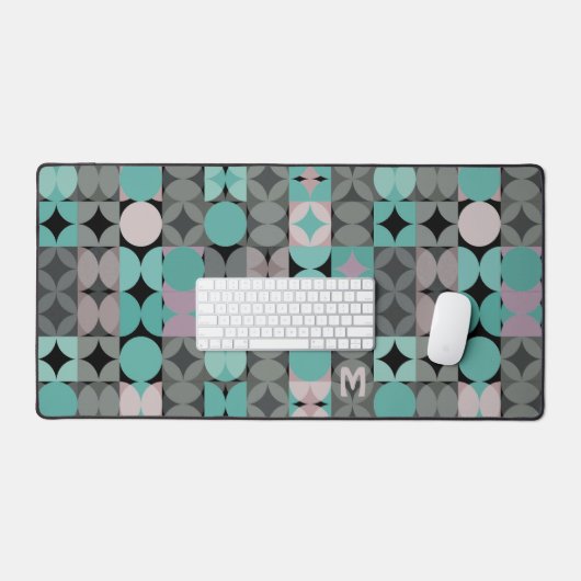 Retro Blush Roze Mint Blauwgroen Groene Pop Kunstp Bureaumat (Keyboard & Muis)