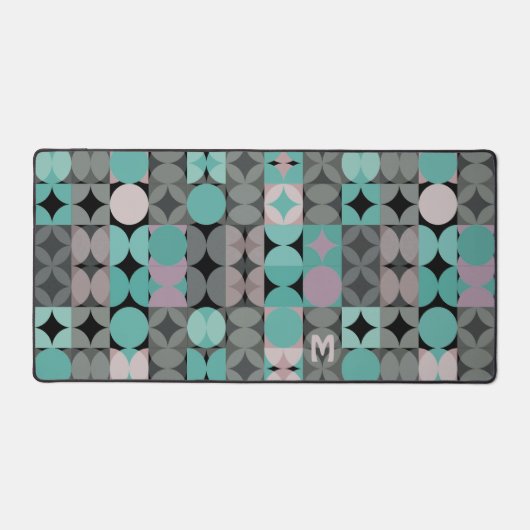 Retro Blush Roze Mint Blauwgroen Groene Pop Kunstp Bureaumat (Voorkant)