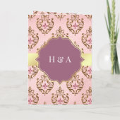 Retro Blush Roze Paars Goud Damast Moslim Bruiloft (Achterkant)