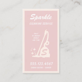 Retro Blush Roze reinigingsservice Maid Calling Contactkaartje