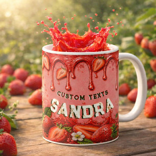 Retro Blush Roze Rood Aardbei Feest Favor Koffiemok