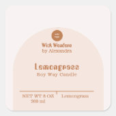 Retro Blush Roze Terracotta Arch Kaars Label (Voorkant)