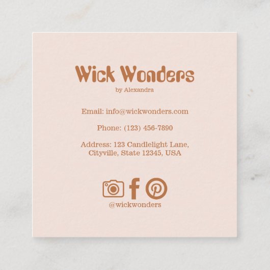 Retro Blush Roze Terracotta Boogkaars Vierkante Visitekaartje (Achterkant)