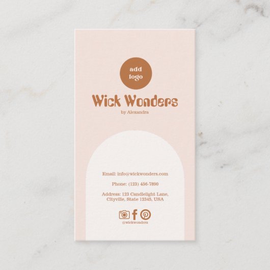 Retro Blush Roze Terracotta Boogkaars Visitekaartje (Voorkant)