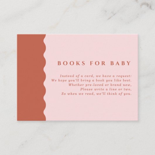 Retro Blush & Terracotta Waves Books for Baby Informatiekaartje (Voorkant)
