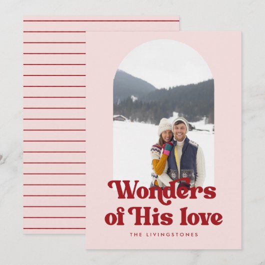 Retro Blush Wonders van zijn Love Arch Photo Holid Feestdagenkaart (Voorkant / Achterkant)