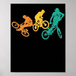 Retro BMX-fietsenfietsentricks stunts Poster