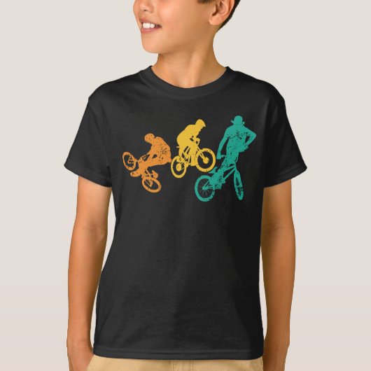 Retro BMX-fietsenfietsentricks stunts T-shirt (Voorkant)