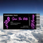 Retro Boarding Pass Neon Flamingo Sla de datum op Kaart