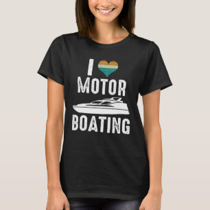 Retro  Boat Ik hou van Motorboot Boater T-shirt