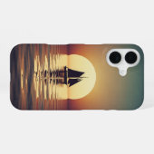 Retro Boat on Calm Sea iPhone 16 Hoesje (Achterkant horizontaal)