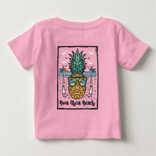 Retro Boca Chica Beach aan beide zijden kunstwerk. (Achterkant)