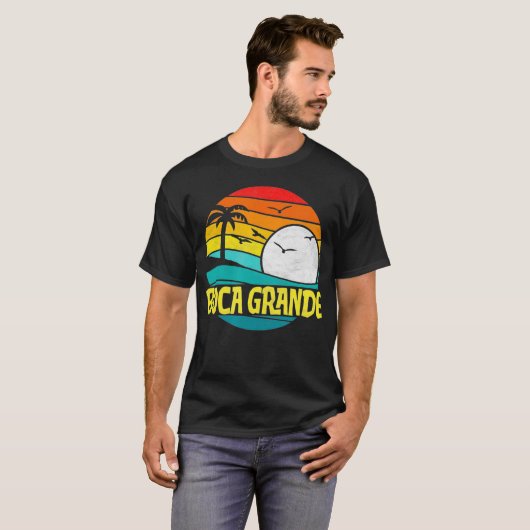 Retro Boca Grande Beach Sun Surf 80s T-shirt (Voorkant volledig)