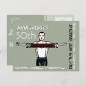 Retro Bodybuilding 50e verjaardag Bewaar de datum Aankondigingskaart (Voorkant / Achterkant)