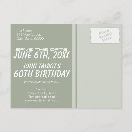 Retro Bodybuilding 60e verjaardag Bewaar de datum Aankondigingskaart (Achterkant)