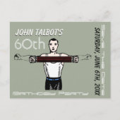 Retro Bodybuilding 60e verjaardag Bewaar de datum Aankondigingskaart (Voorkant)