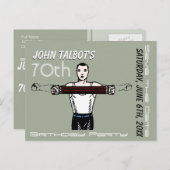 Retro Bodybuilding 70e verjaardag Bewaar de datum Aankondigingskaart (Voorkant / Achterkant)