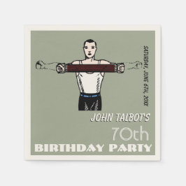 Retro Bodybuilding 70th Birthday Party P Napkin Servetten